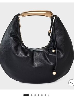 Metal Handle Crescent Saddle Handbag A New Day Black